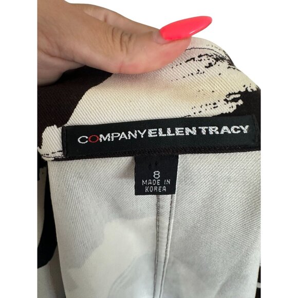 ELLEN TRACY Company Brown White Print Blazer Jacket Size 8 - Picture 3 of 8